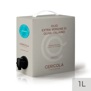 olio extravergine di oliva superintensivo coriana denocciolato a freddo monocultivar bag in box var 1l oleificio cericola