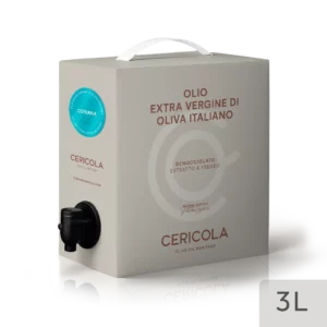 olio extravergine di oliva superintensivo coriana denocciolato a freddo monocultivar bag in box var 3l oleificio cericola
